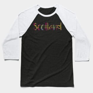 SCOTLAND, Pink, Blue and Yellow Tartan Style Design Baseball T-Shirt